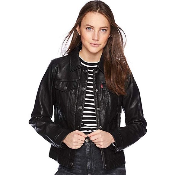 levi's classic faux leather trucker jacket